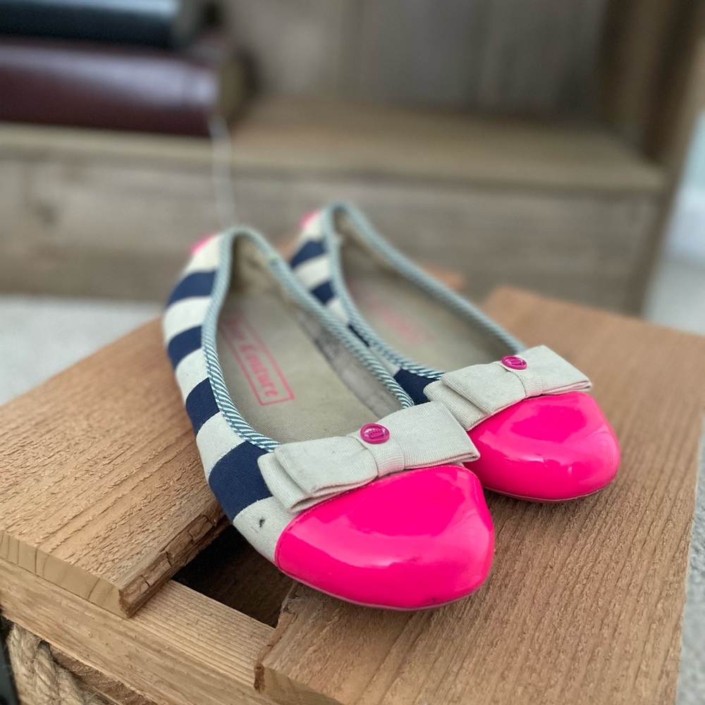 Juicy Couture Pink and Navy Striped Ballet Flats